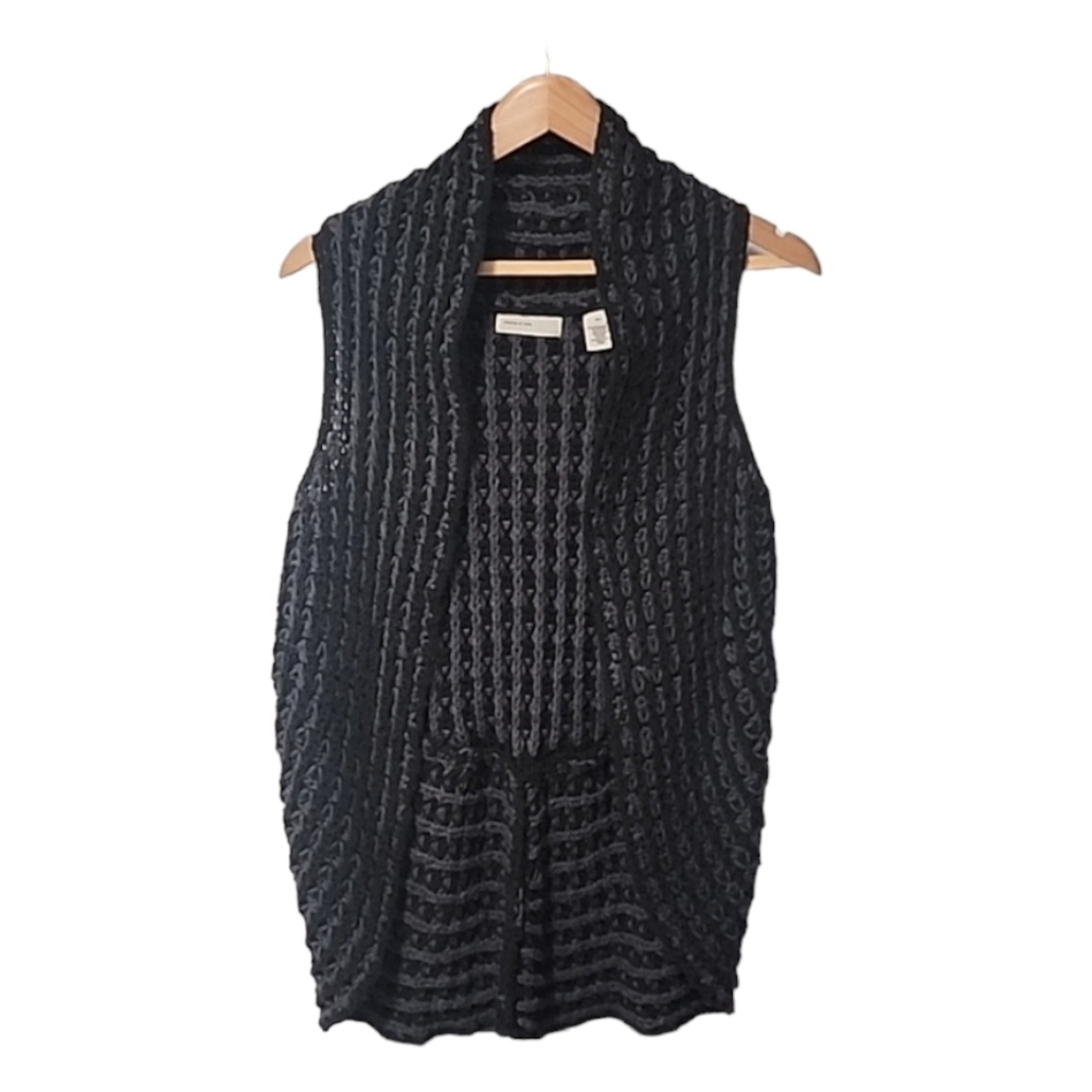 SLEEPING ON SNOW ANTHROPOLOGIE Cocoon Wool Sweater Vest S M Crochet Cardigan - Picture 7 of 16